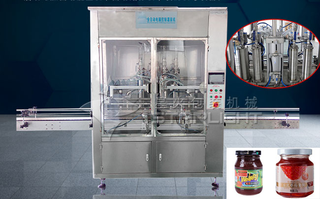 草莓醬顆粒灌裝機(jī)整機(jī)細(xì)節(jié)及樣品展示